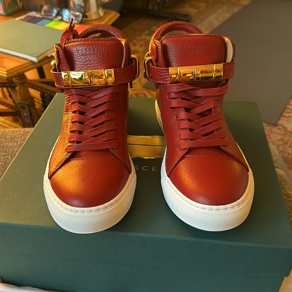 Brand New in Box (NIB) Buscemi 100MM in red. Size 41 (US 8)